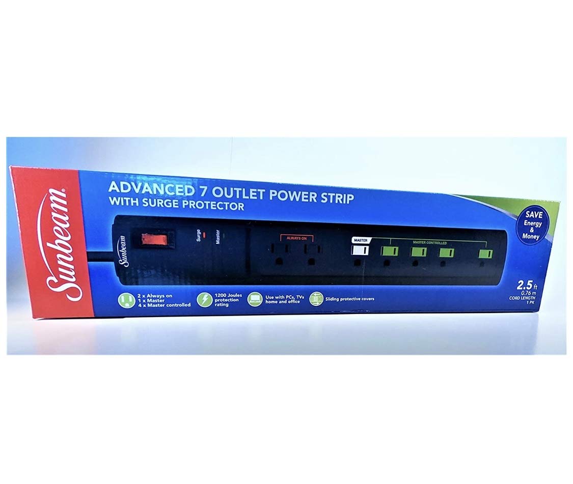 Foto 2 pulgar | Power Strip Sunbeam Advance De 7 Enchufes Con Protector Contra Sobretensiones - Venta Internacional.