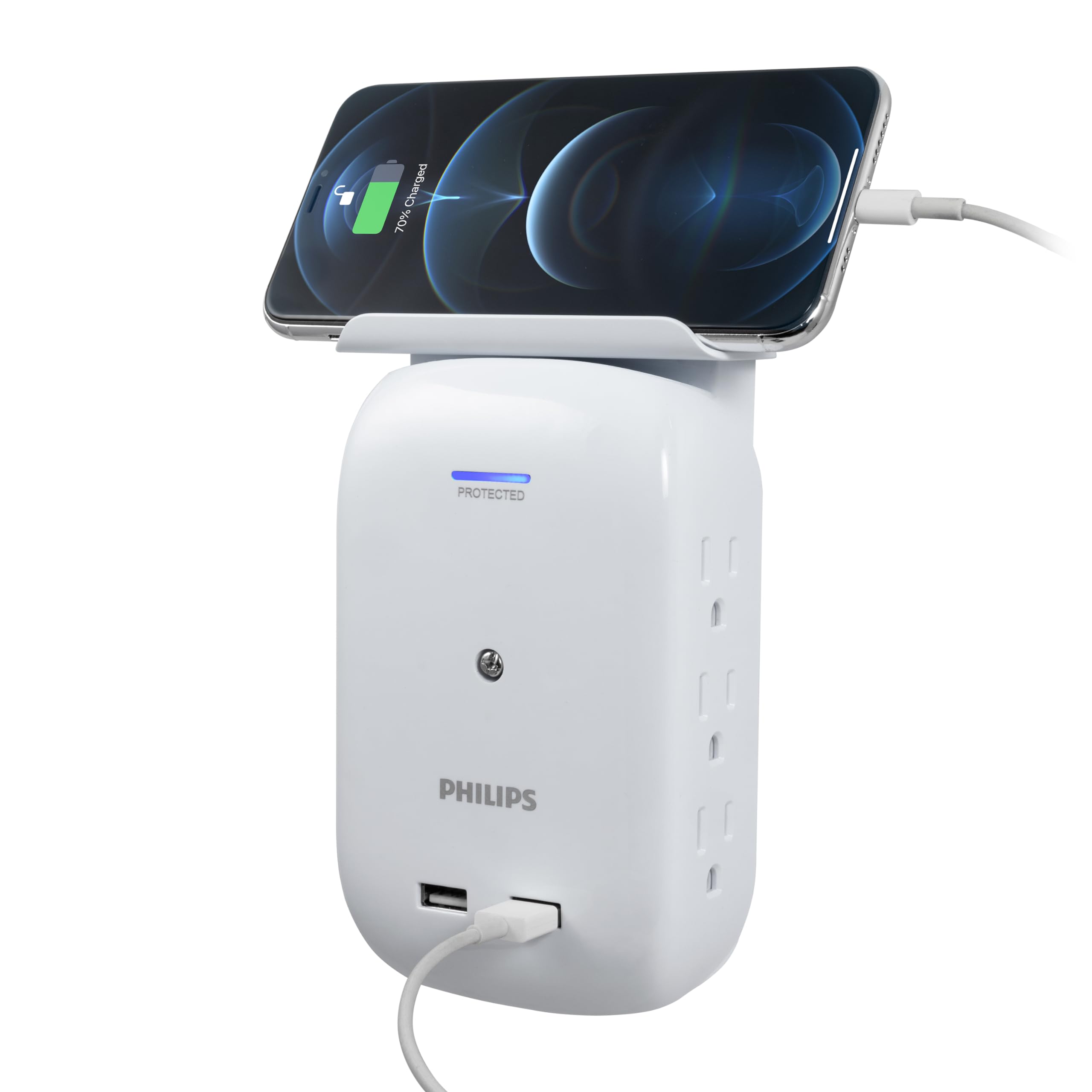 Grifo Con Toma De Corriente Philips Sps6022wa/37, 6 Salidas, 2 Usb, Color Blanco - Venta Internacional.