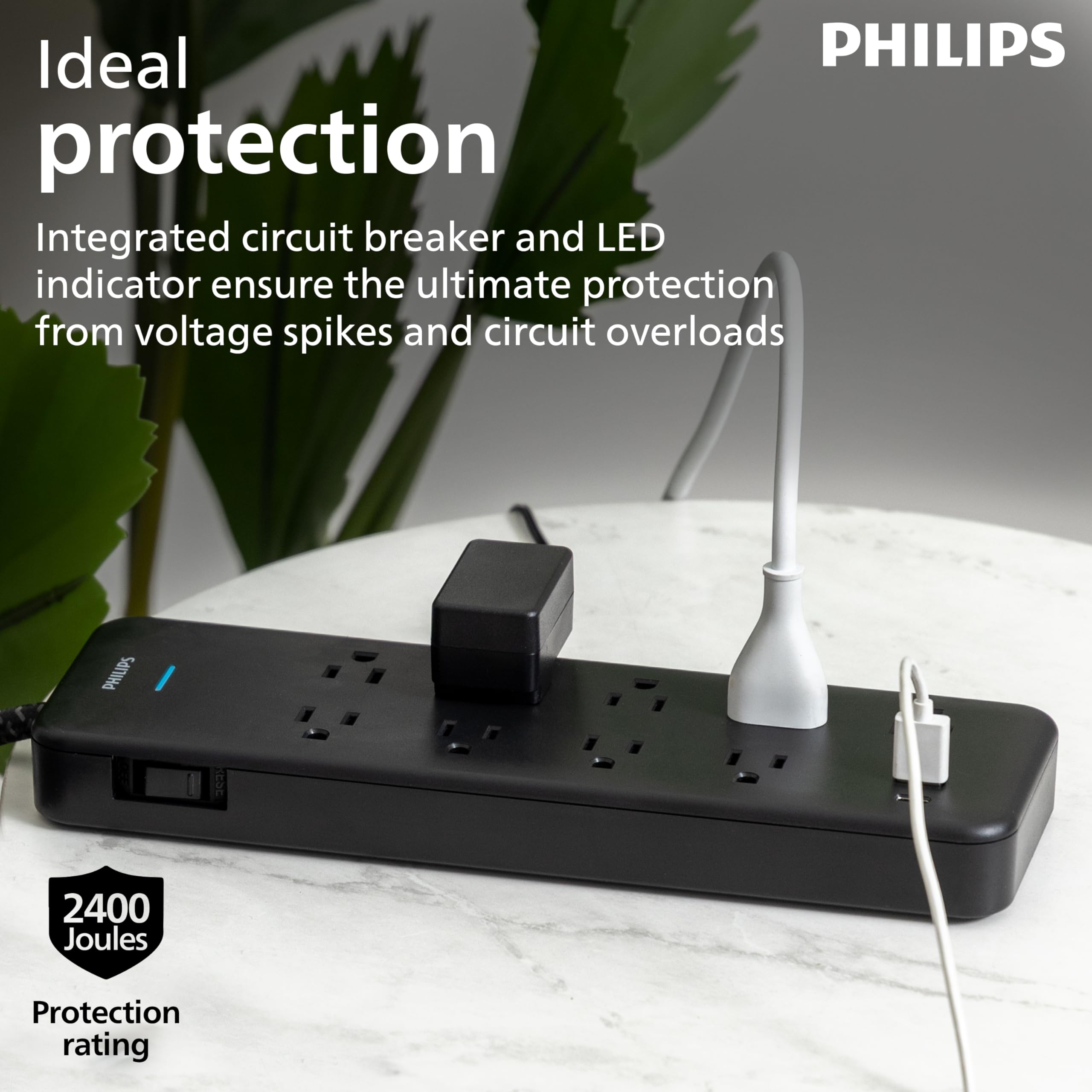 Foto 4 pulgar | Protector Contra Sobretensiones Philips Spp3983b/37 De 9 Salidas 2400j Con Usb - Venta Internacional.