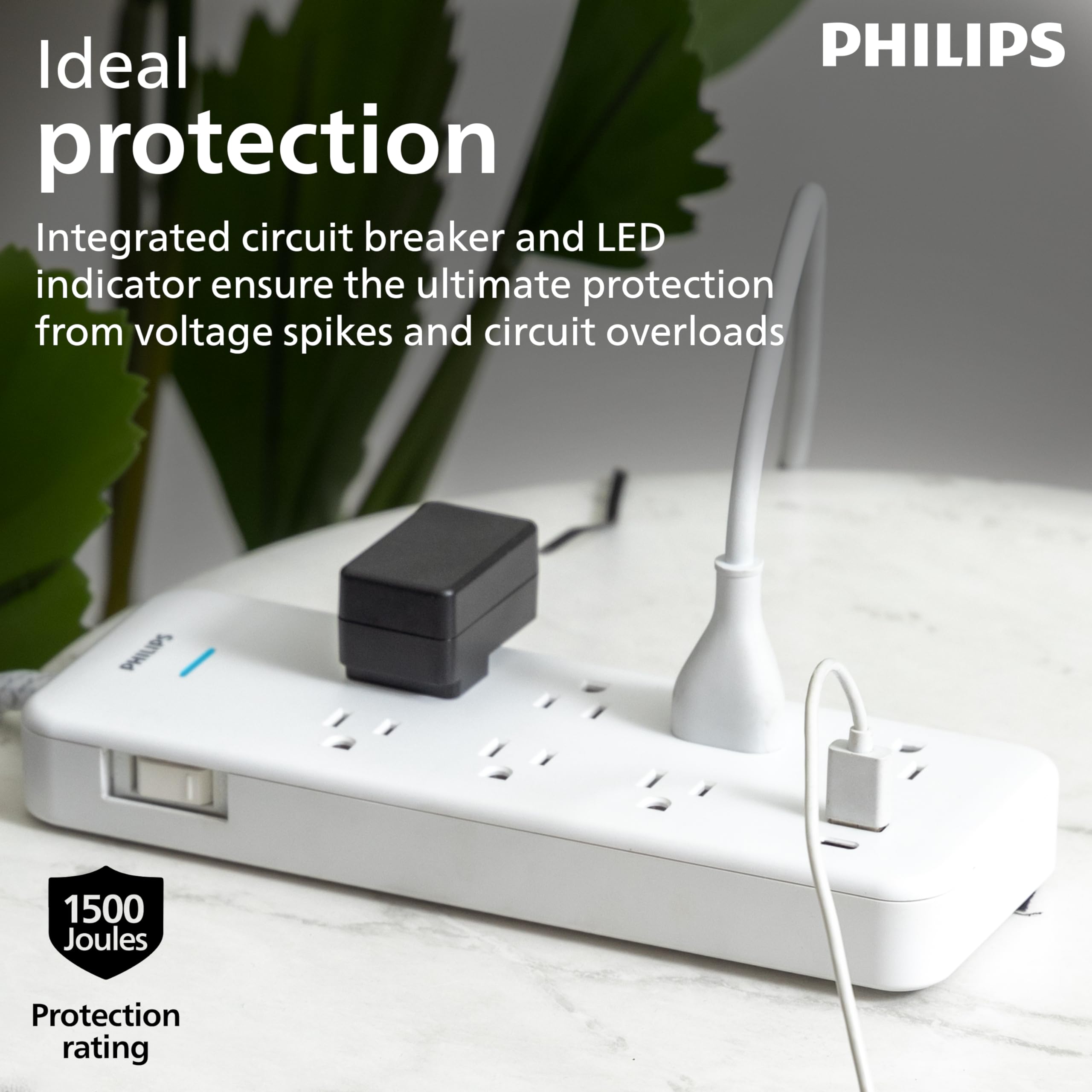 Foto 5 pulgar | Protector Contra Sobretensiones Philips Spp3983w/37, 7 Salidas 1500j Con Usb - Venta Internacional.