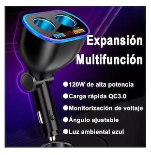 Foto 4 | Cargador y Encendedor para Auto 2 Usb Negro