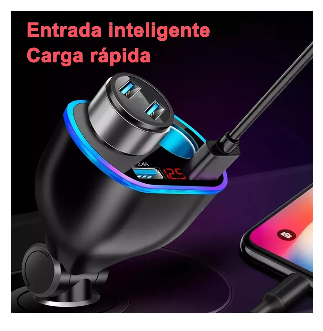 Foto 5 | Cargador y Encendedor para Auto 2 Usb Negro