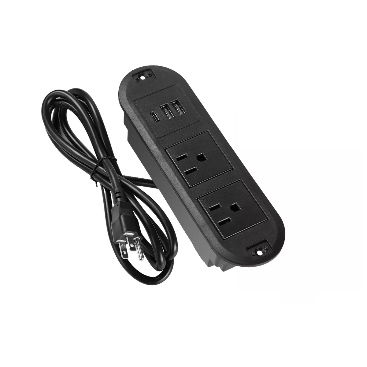 Enchufe Escritorio Empotrado Placa De Contactos Y Puerto Usb Eo Safe Imports Esi-16195  Negro