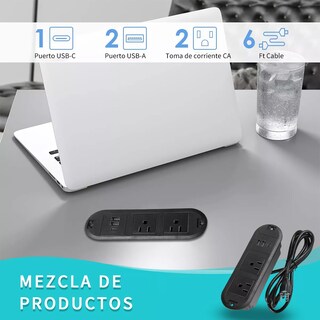 Foto 3 | Enchufe Escritorio Empotrado Placa De Contactos Y Puerto Usb Eo Safe Imports Esi-16195 Negro
