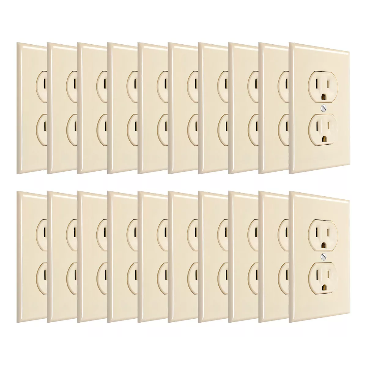 20 Contactos Dúplex Con-x Con Tapa 125 V~ 15 A Eo Safe Imports  Esi-16194 Beige