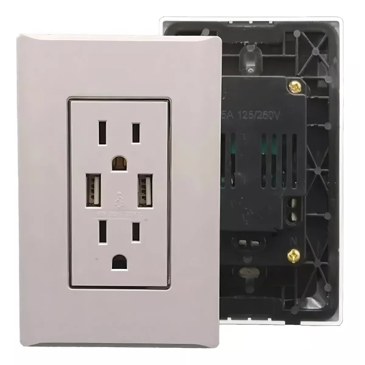 Foto 3 pulgar | Contacto Duplex + 2 Tomas Usb Doble 15 A. 125/250v Eo Safe Imports Esi-16196  Blanco