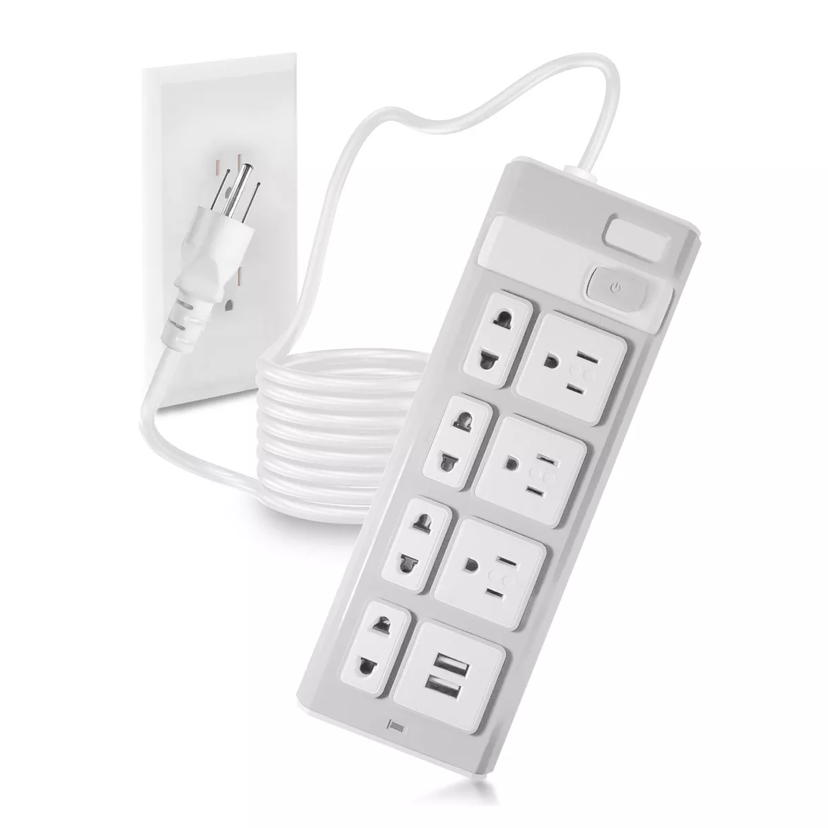 Regleta Multicontactos De 7 Salidas Tomas 2 Puertos Usb 2m Eo Safe Imports Esi-17412 Blanco