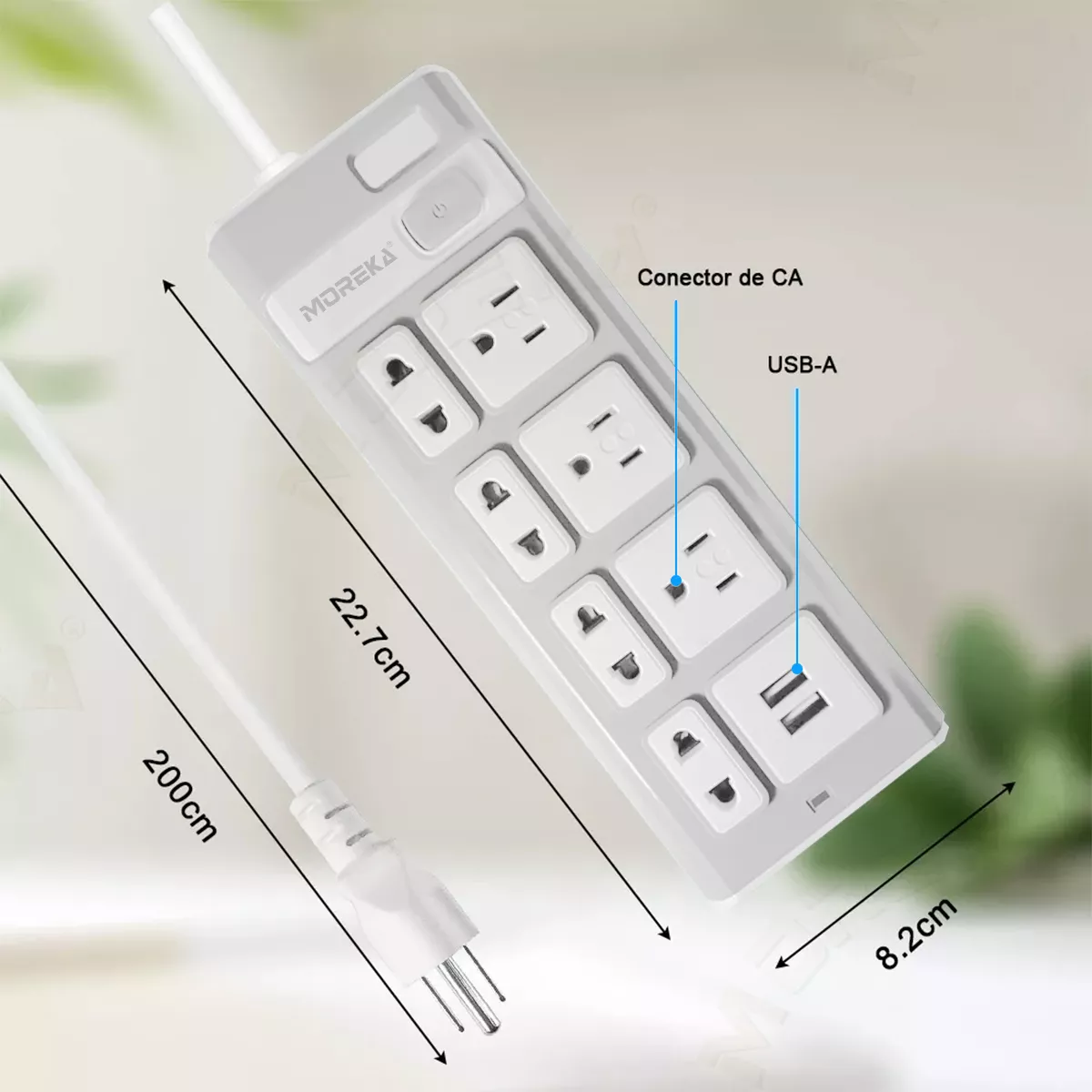 Foto 4 pulgar | Regleta Multicontactos De 7 Salidas Tomas 2 Puertos Usb 2m Eo Safe Imports Esi-17412 Blanco