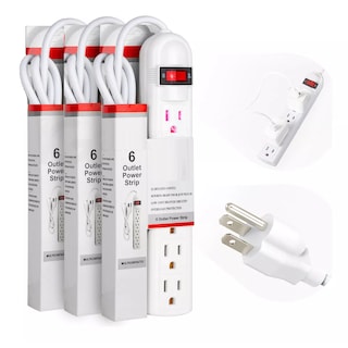 Foto 2 | Multicontacto con 6 Entradas 1800 Watts Eo Safe Imports Esi-17636 Blanco 3 Piezas