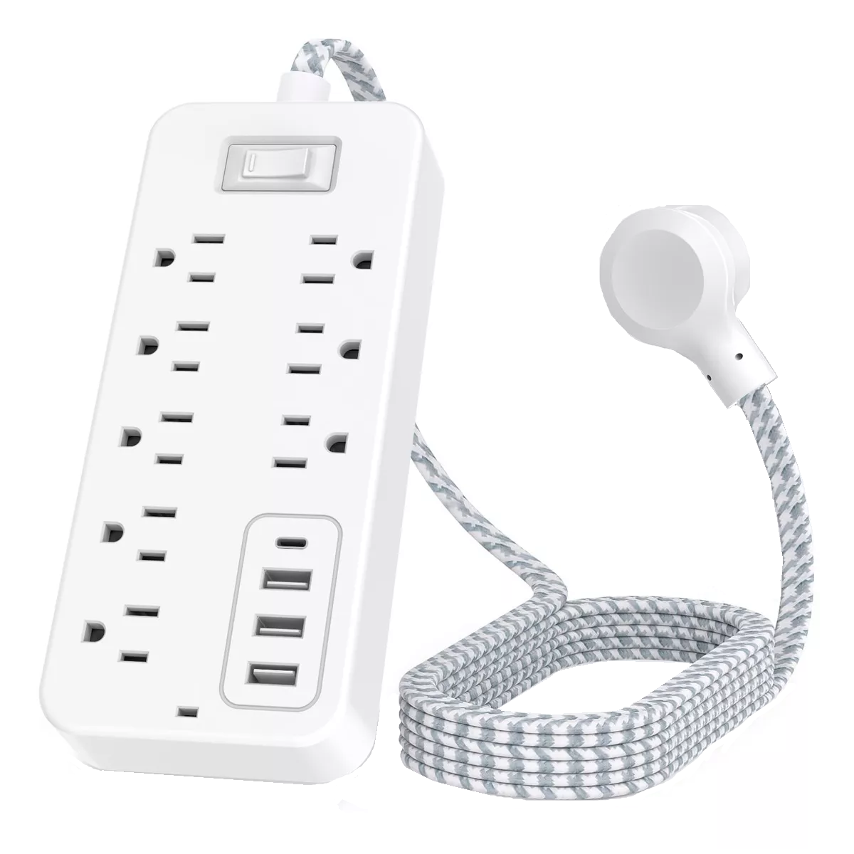 Multicontacto Extensión Regleta con 8 Ca 3 Usb Eo Safe Imports Esi-17637 Blanco