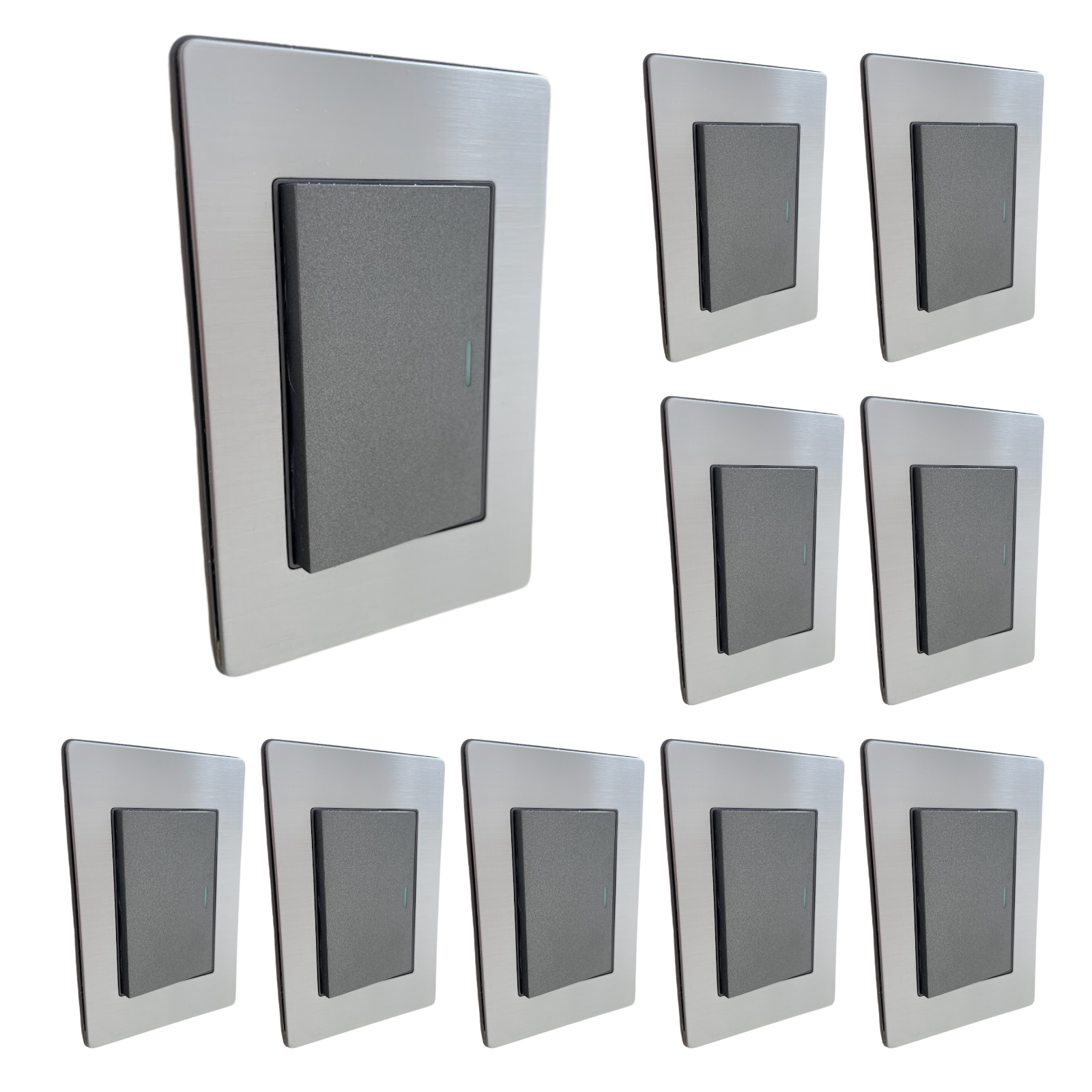 Foto 4 | 10 Piezas Placa Acero Inoxidable 1 Apagador Sencillo De 3 Modulo Plata
