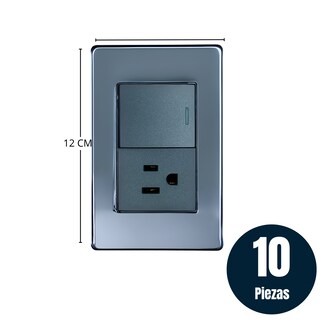 Foto 2 | 10 Piezas Placa Acero Inoxidable 1 Apagador Escalera De 1.5 Modulo Plata