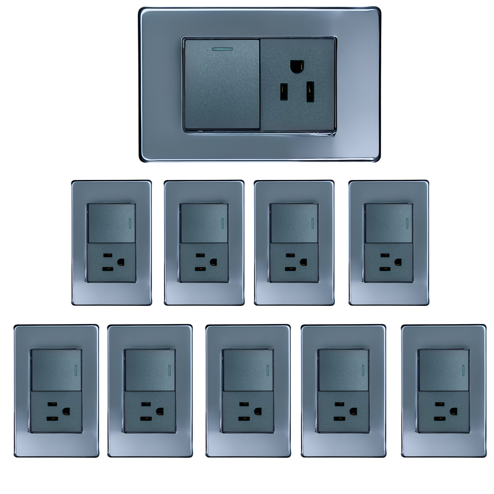 Foto 4 | 10 Piezas Placa Acero Inoxidable 1 Apagador Escalera De 1.5 Modulo Plata