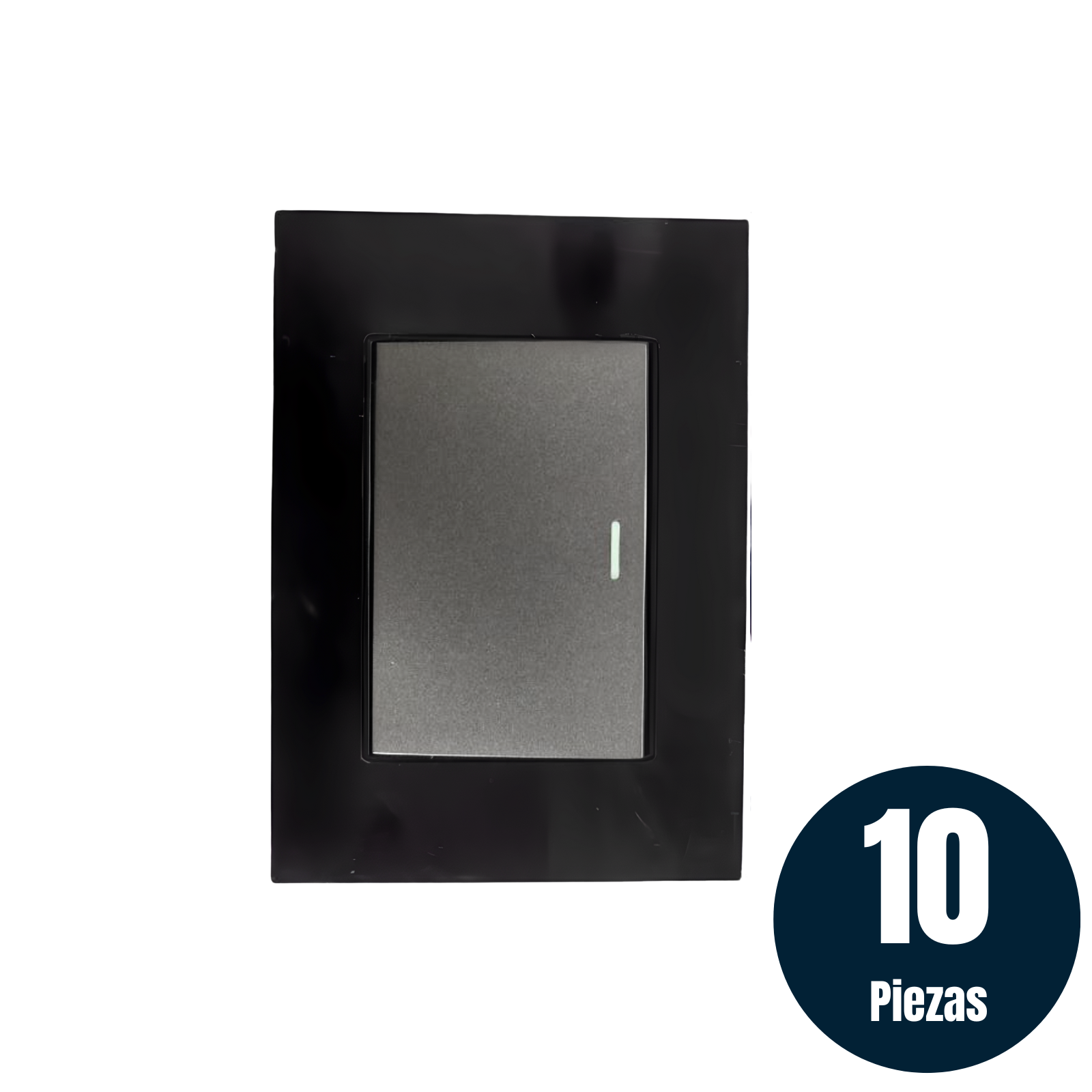 Foto 2 | 10 Piezas Placa 1 Apagador Sencillo De 3 Módulos Acrílico Espejo Negro