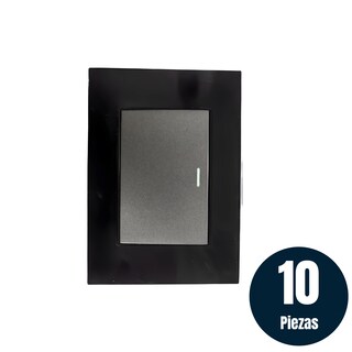 Foto 2 | 10 Piezas Placa 1 Apagador Sencillo De 3 Módulos Acrílico Espejo Negro