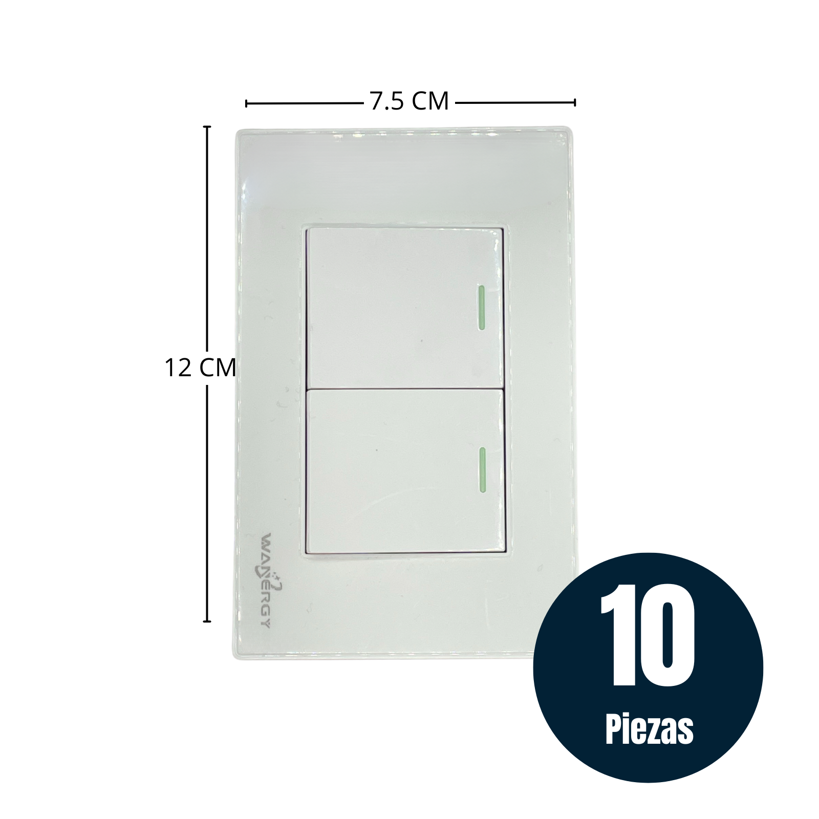 Foto 2 | 10 Piezas Placa 2 Apagadores Sencillos De 1.5 Modulo Blanco