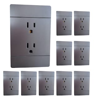 Foto 3 | 10 Piezas Placa Plana Contacto Duplex De 1.5 Modulos Gris Oscuro