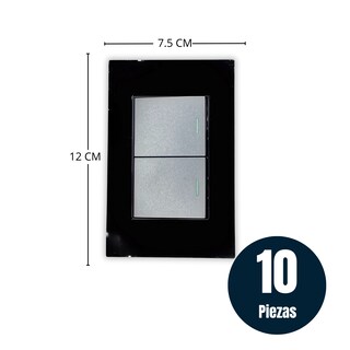 Foto 2 | 10 Piezas Placa 2 Apagadores Escalera De 1.5 Modulo Acrilico Espejo Negro