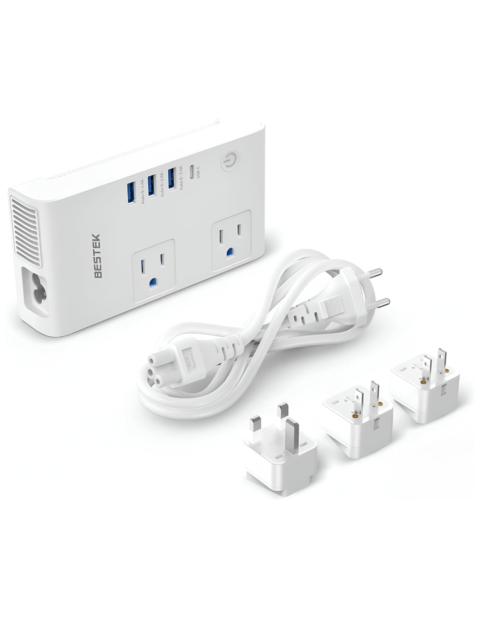 Foto 1 | Multicontacto Para Viaje Bestek 2 Salidas Y 3 Usb Color Blanco