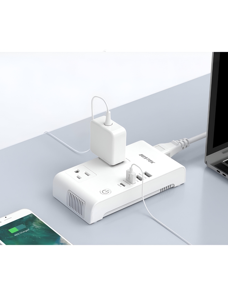 Foto 2 | Multicontacto Para Viaje Bestek 2 Salidas Y 3 Usb Color Blanco