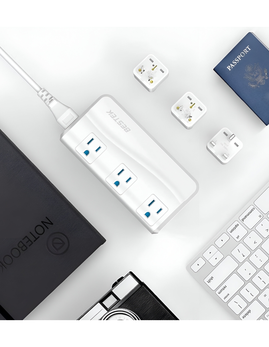 Foto 3 | Multicontacto Para Viaje Bestek 2 Salidas Y 3 Usb Color Blanco