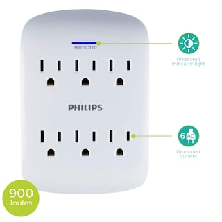 Foto 2 | Protector Contra Sobretensiones Philips, Extensor De 6 Salidas, 900 Julios, Paquete De 4 - Venta Internacional.