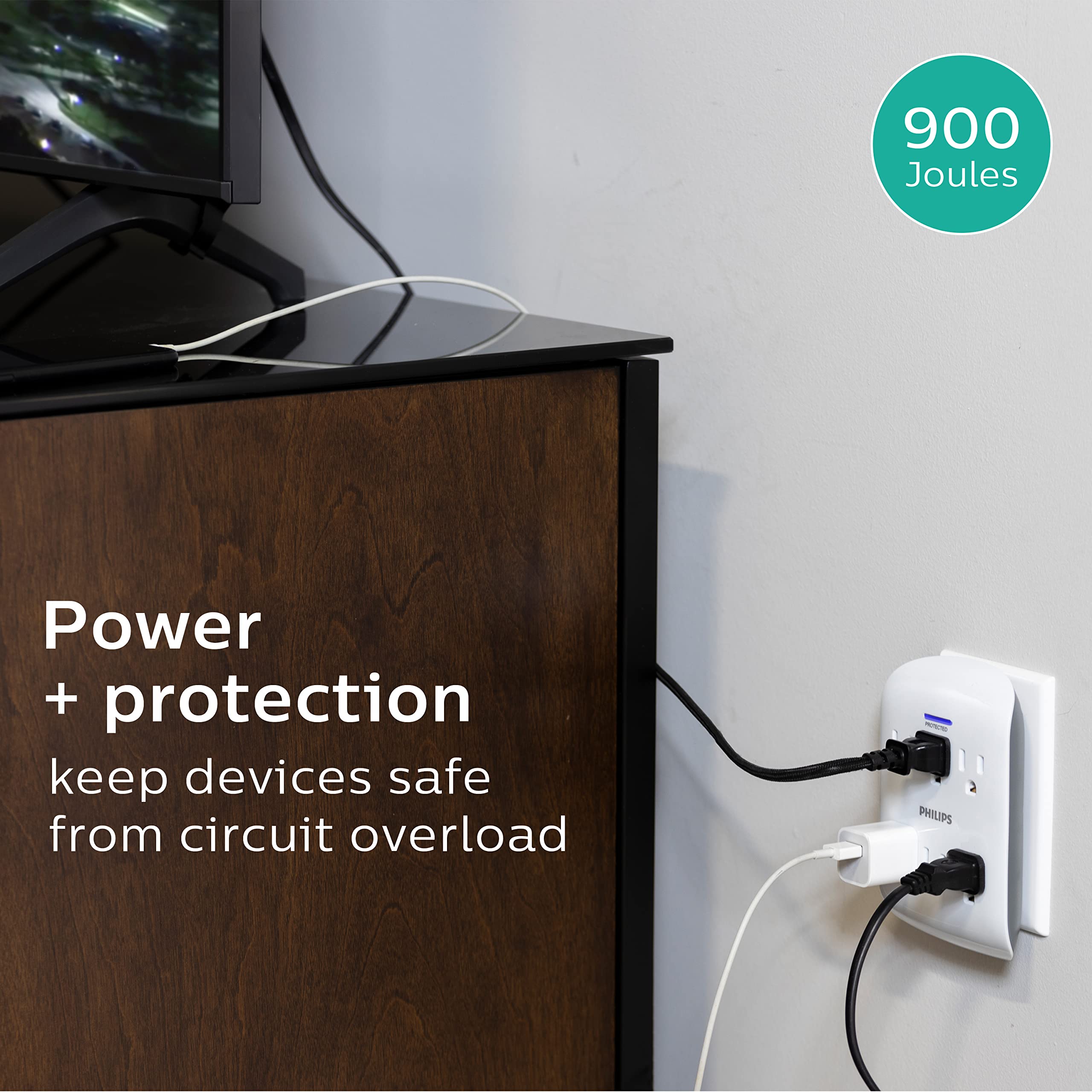 Foto 5 | Protector Contra Sobretensiones Philips, Extensor De 6 Salidas, 900 Julios, Paquete De 4 - Venta Internacional.