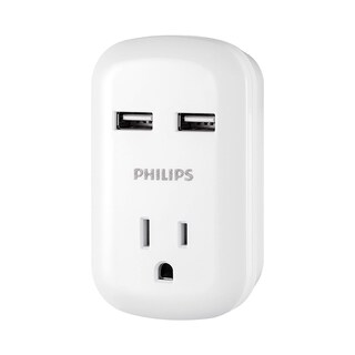 Foto 1 | Extensor De Enchufe Philips Spp1201wa/37 Con 2 Puertos Usb De 2,1 A, Color Blanco - Venta Internacional.