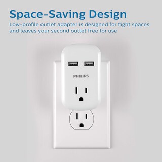 Foto 4 | Extensor De Enchufe Philips Spp1201wa/37 Con 2 Puertos Usb De 2,1 A, Color Blanco - Venta Internacional.