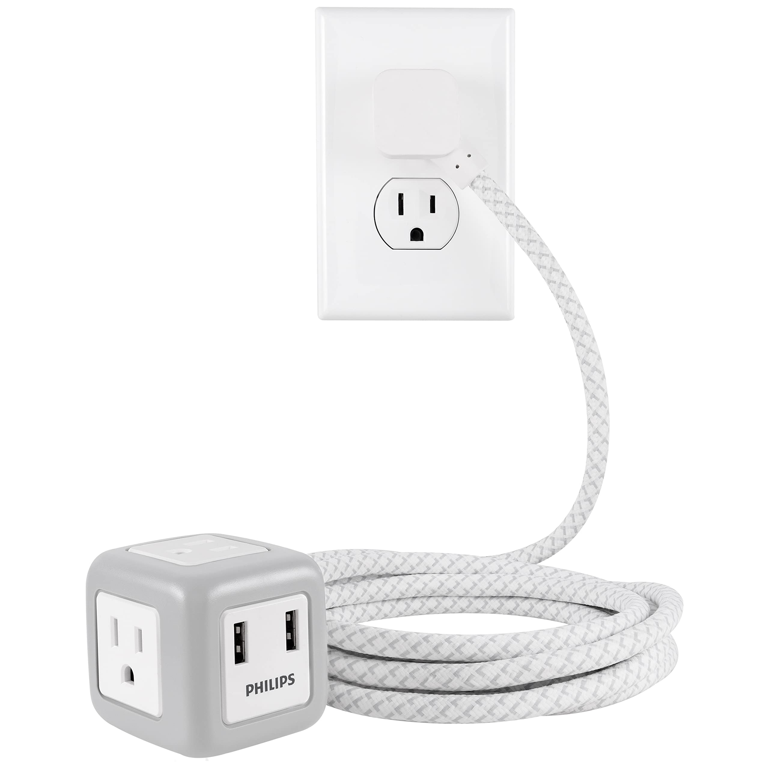 Cable De Extensión Philips Cube Sps3102wb/37 3 Salidas, 2 Usb De 3 M - Venta Internacional.