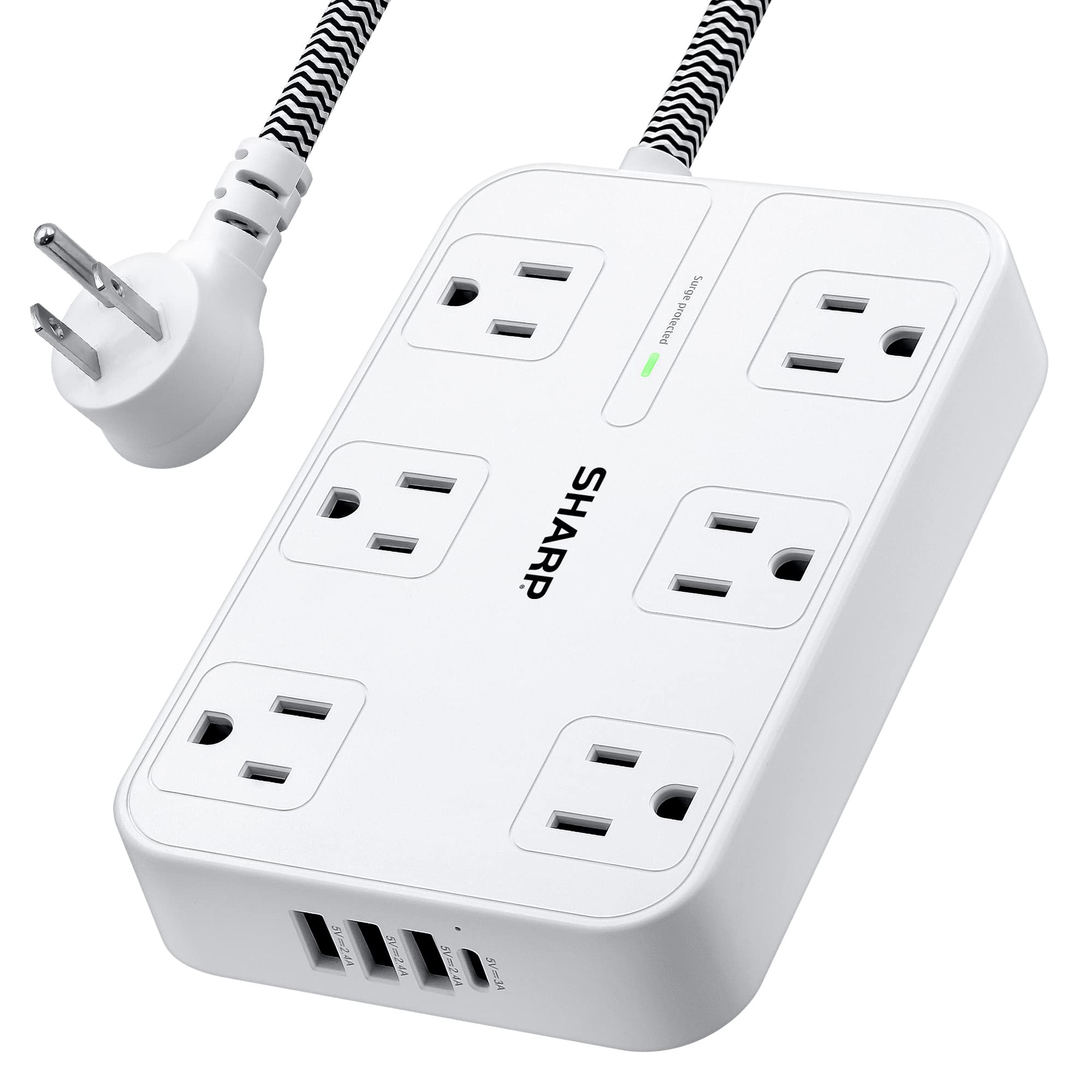 Foto 2 pulgar | Protector Contra Sobretensiones, Power Strip, 6 Salidas Y 4 Puertos Usb - Venta Internacional.