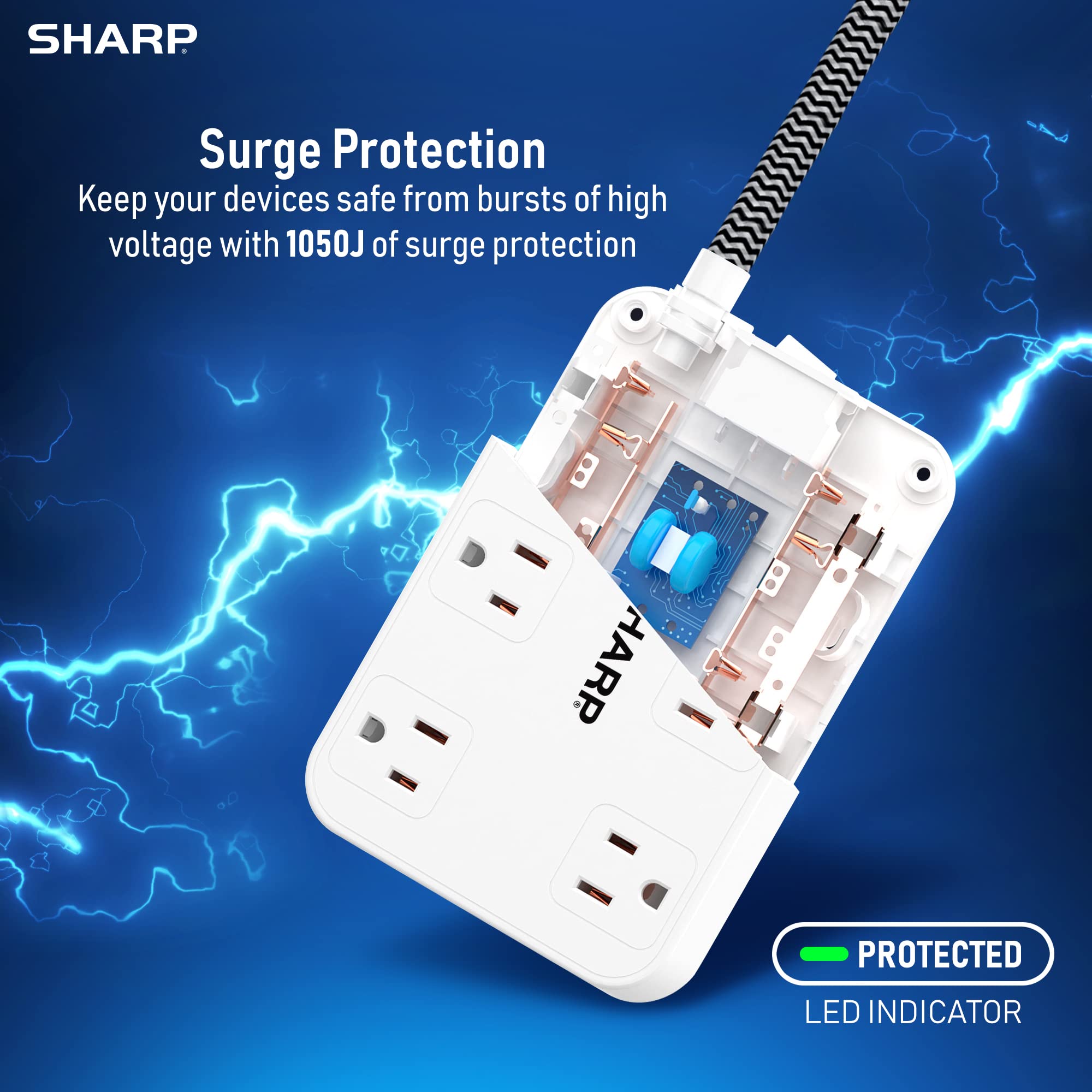 Foto 4 pulgar | Protector Contra Sobretensiones, Power Strip, 6 Salidas Y 4 Puertos Usb - Venta Internacional.