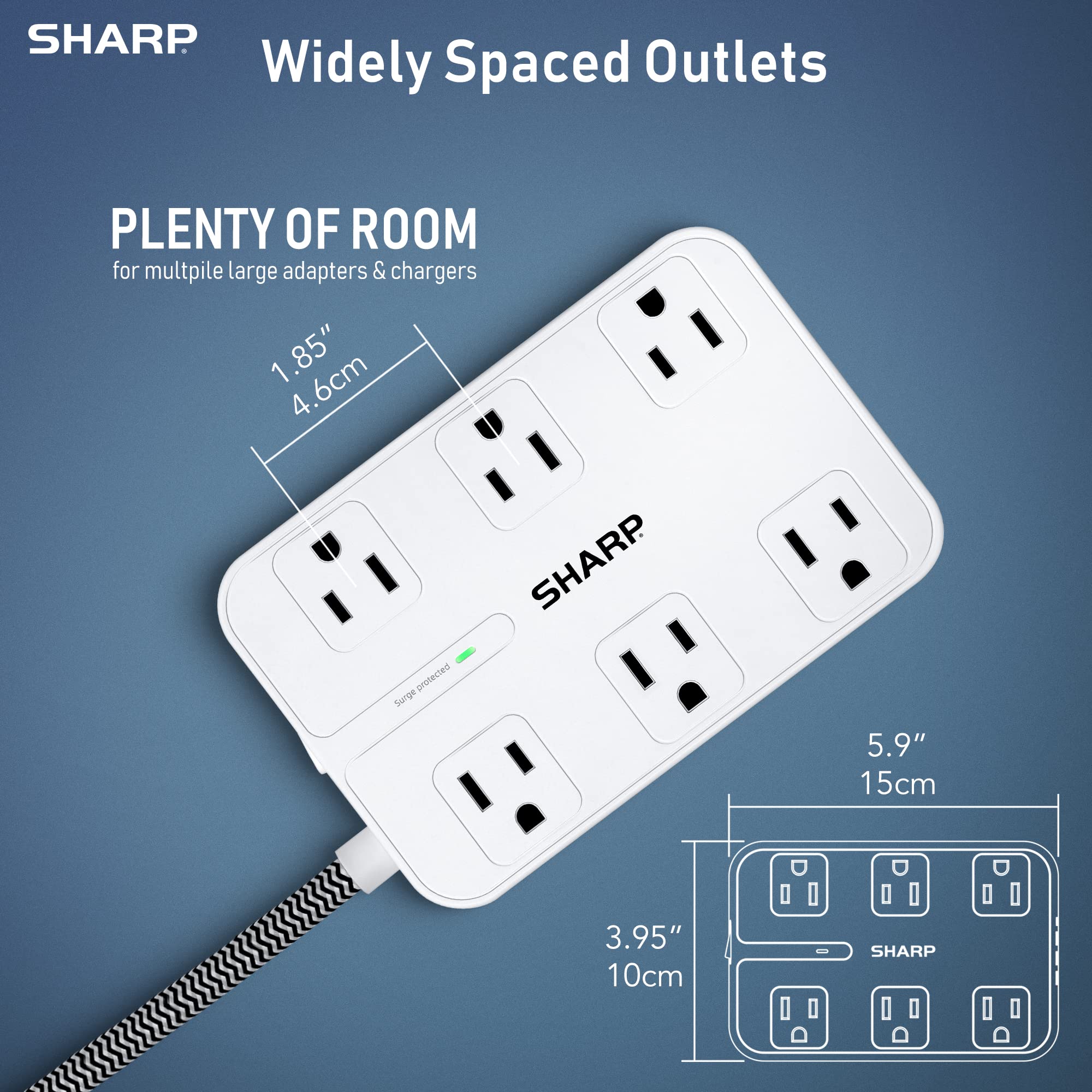 Foto 5 pulgar | Protector Contra Sobretensiones, Power Strip, 6 Salidas Y 4 Puertos Usb - Venta Internacional.