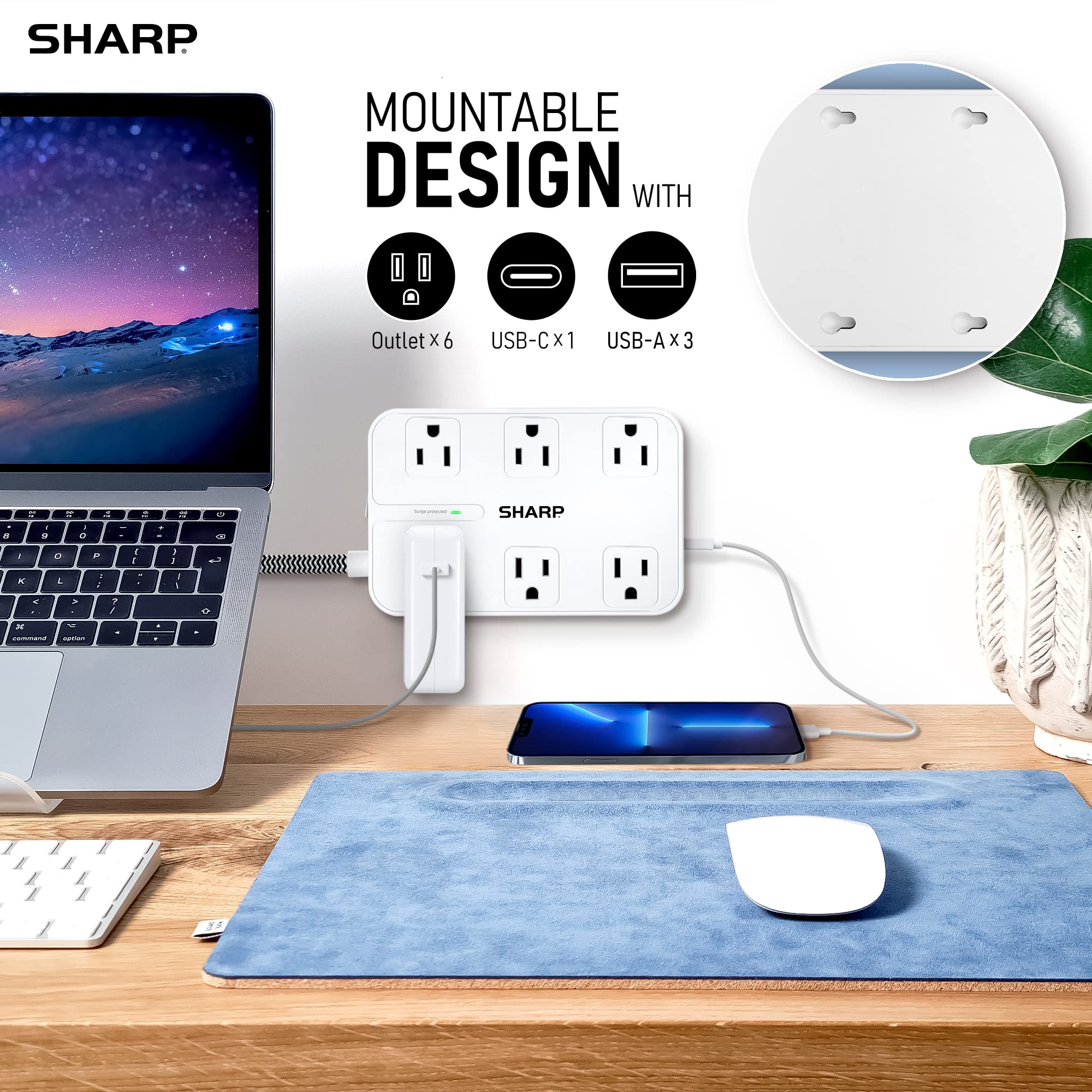 Foto 7 pulgar | Protector Contra Sobretensiones, Power Strip, 6 Salidas Y 4 Puertos Usb - Venta Internacional.