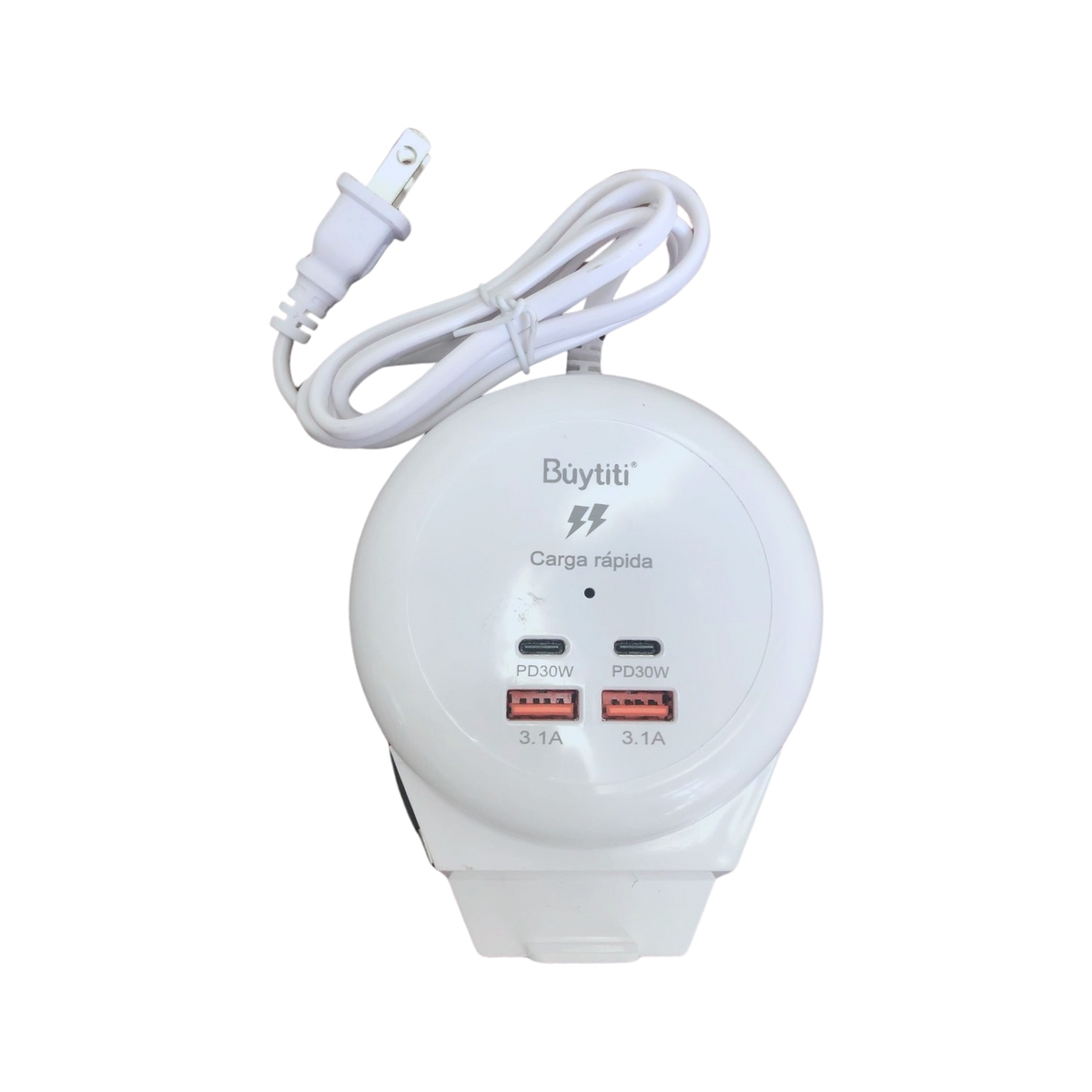 Foto 5 | Multicontacto 30 W Con 2 Puertos Usb, 2 Puertos Tipo C, Salida De 3.1a Y Cable Integrado Con Entrada Tipo C