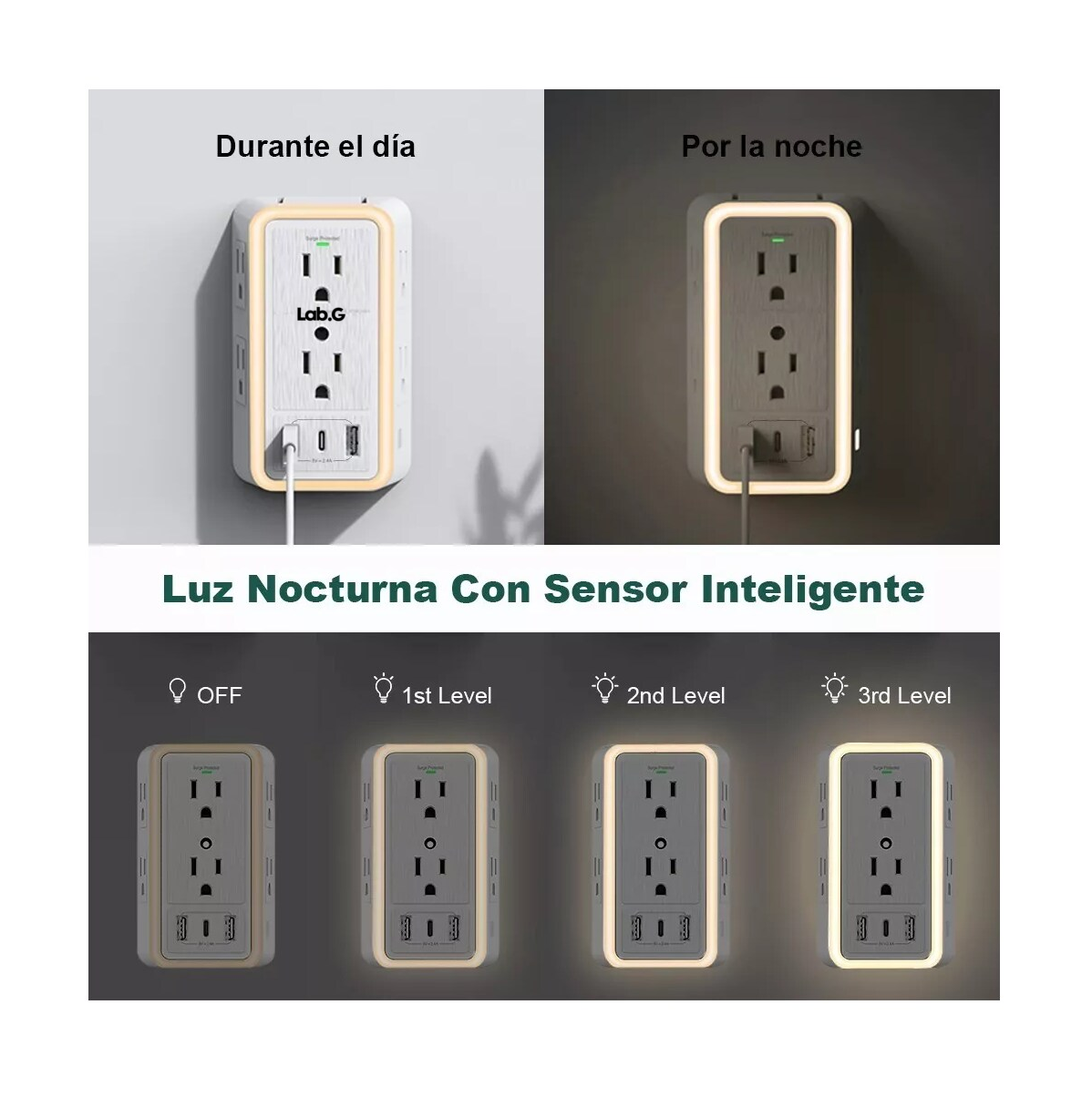 Foto 2 | Regleta Lab.g Con 6 Enchufes Ca Y 3 Usb +1 Type-c Blanco