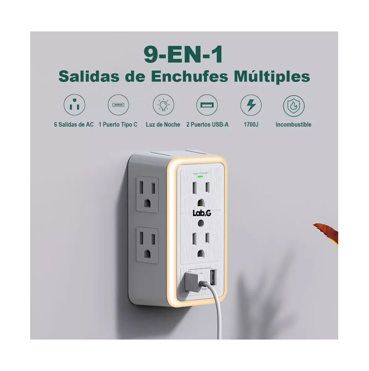 Foto 4 | Regleta Lab.g Con 6 Enchufes Ca Y 3 Usb +1 Type-c Blanco