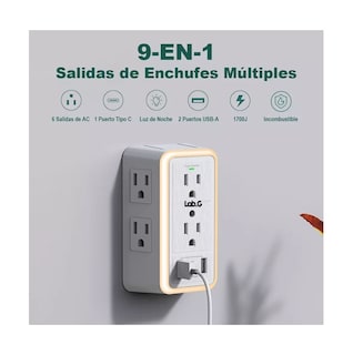 Foto 4 | Regleta Lab.g Con 6 Enchufes Ca Y 3 Usb +1 Type-c Blanco