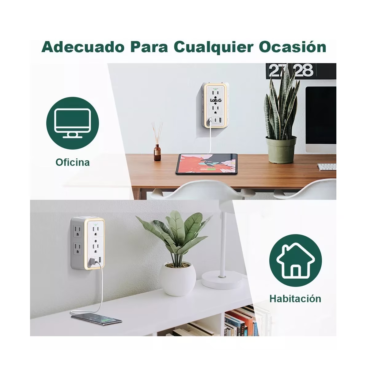 Foto 5 | Regleta Lab.g Con 6 Enchufes Ca Y 3 Usb +1 Type-c Blanco