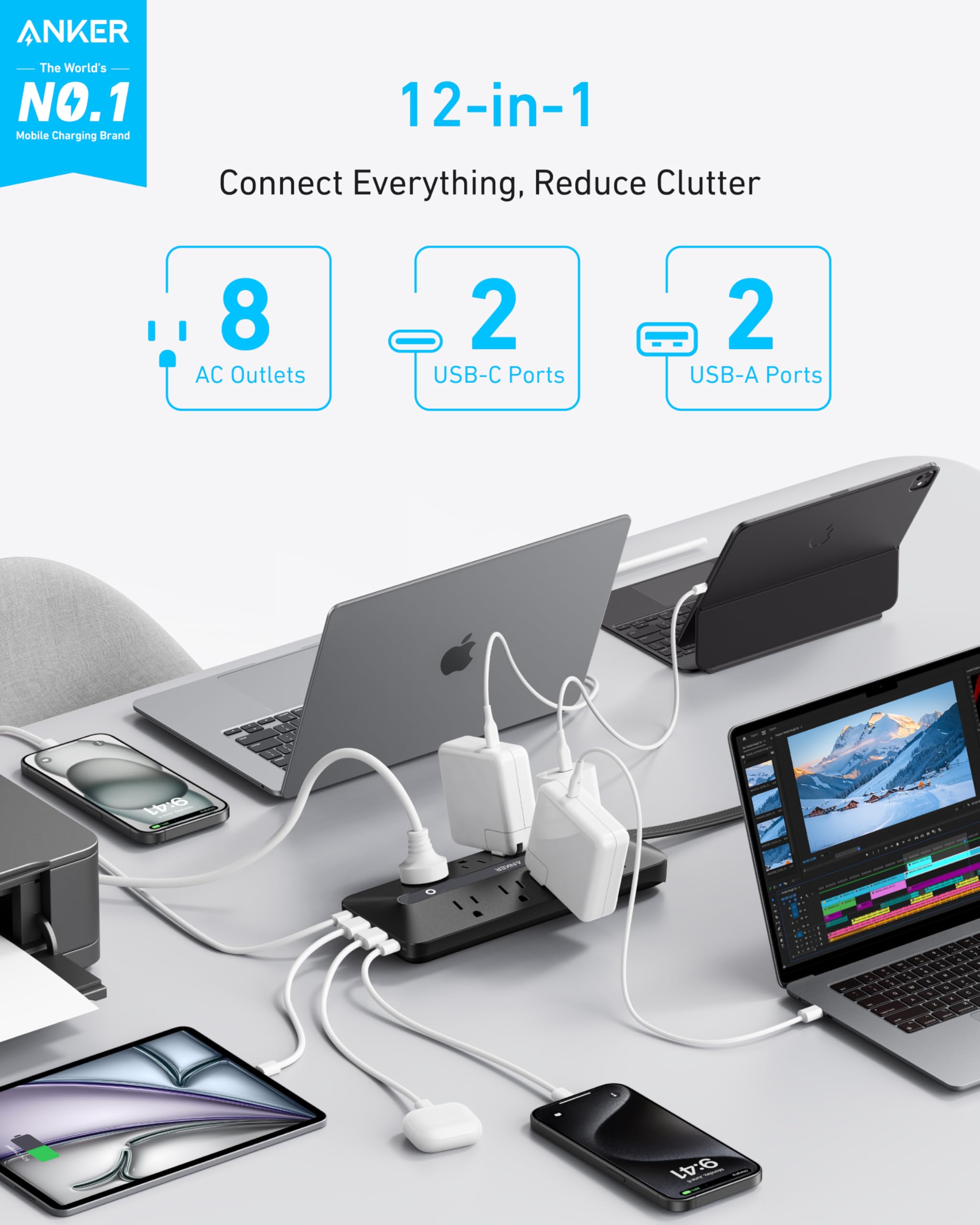 Foto 3 pulgar | Power Strip Anker 12 En 1 Usb C Con 8 Tomas De Corriente Alterna, 2 Usb C Y 2 Usb A - Venta Internacional.