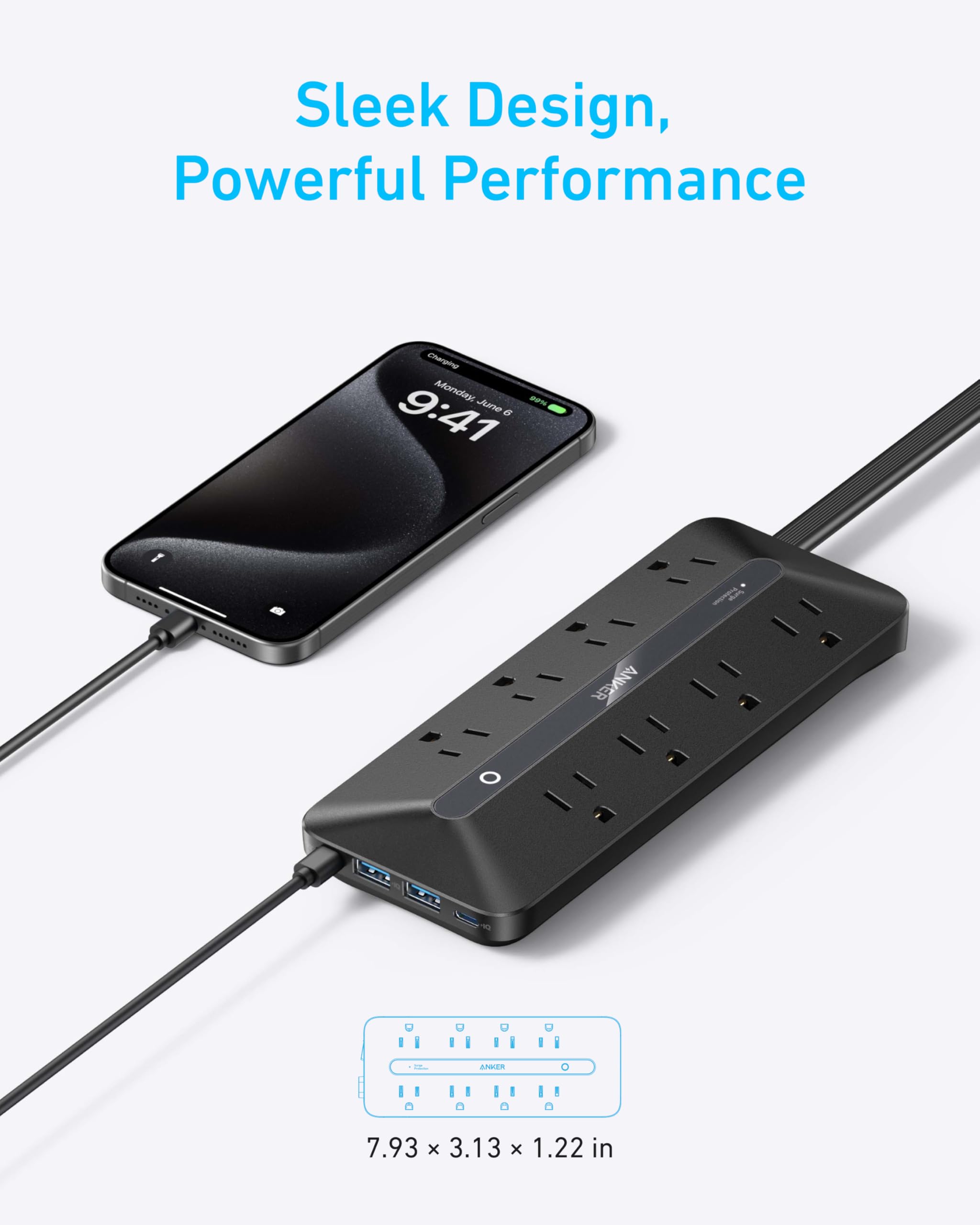 Foto 5 pulgar | Power Strip Anker 12 En 1 Usb C Con 8 Tomas De Corriente Alterna, 2 Usb C Y 2 Usb A - Venta Internacional.