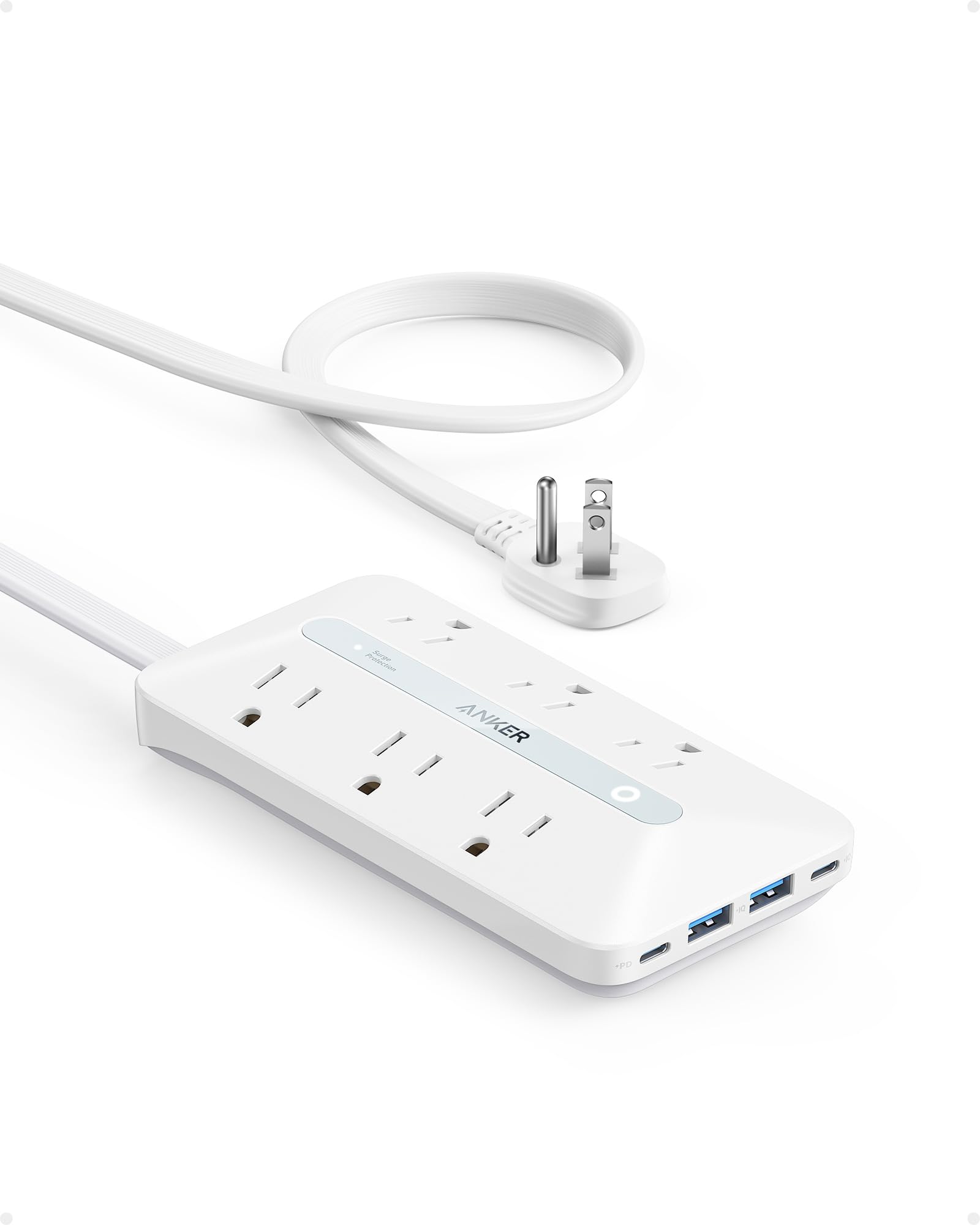 Power Strip Anker 10 En 1, 20 W, Usb C 6 Ac, 2 Usb A/2 Usb C, 5 Pies - Venta Internacional.