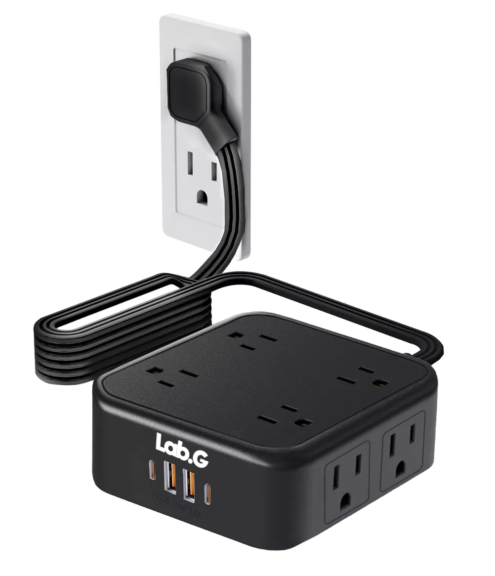 Placa De Alimentación Multicontacto Lab.g Con 8 Salidas 3usb 1 Type-c Negro