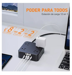 Foto 2 | Placa De Alimentación Multicontacto Lab.g Con 8 Salidas 3usb 1 Type-c Negro