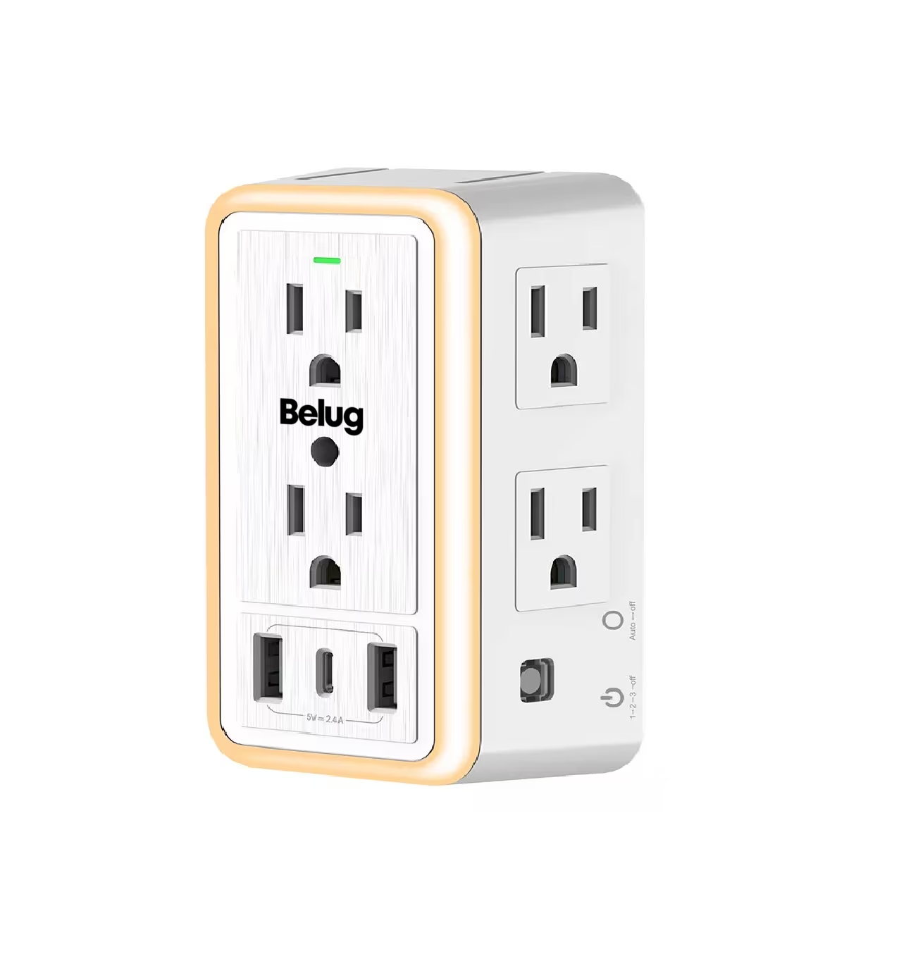 Regleta Enchufe Con 6 Enchufes Ca Y 3 Usb +1 Type-c , Belug Blanco