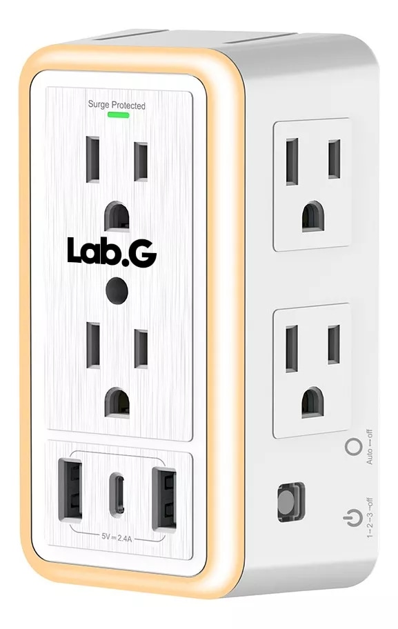 Regleta Enchufe Lab.g Con 6 Enchufes Ca Y 3 Usb +1 Type-c Blanco $601