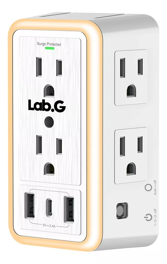 Regleta Enchufe Lab.g Con 6 Enchufes Ca Y 3 Usb +1 Type-c Blanco