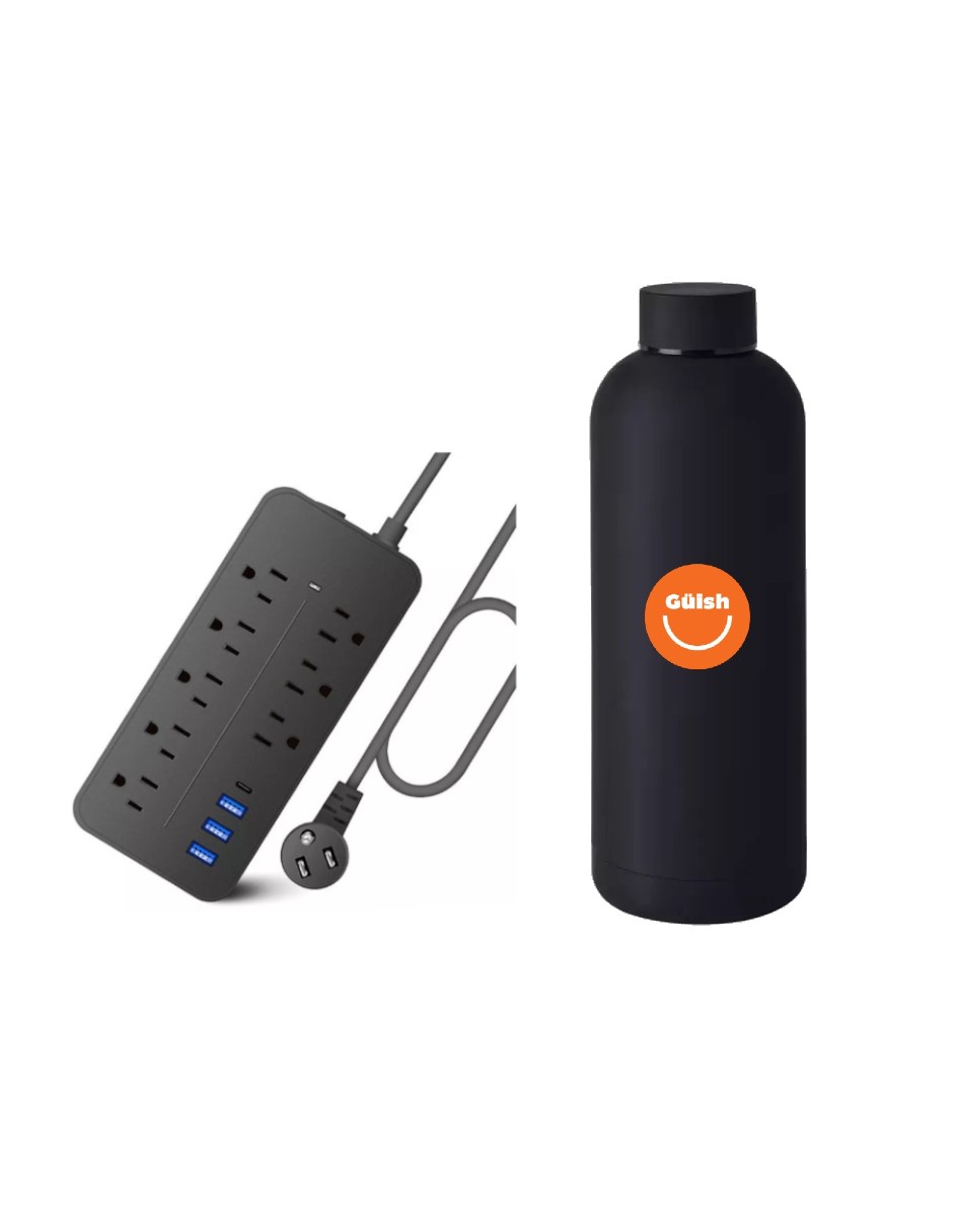 Foto 2 pulgar | Multicontacto Usb  Con 8 Salidas + Gratis Termo Güish De Regalo