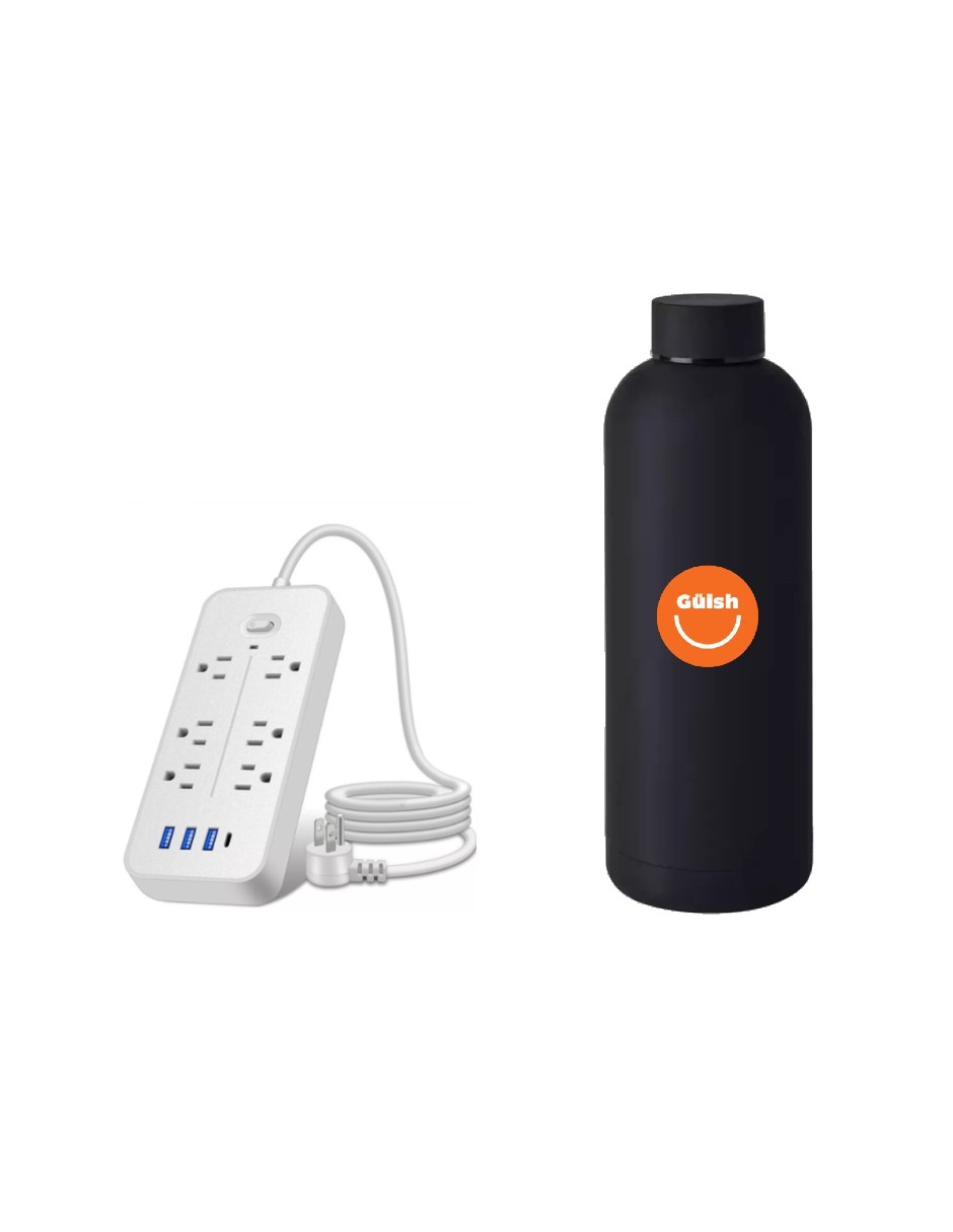 Cargador Multicontactos Con 6 Salidas 3 Usb 1 Tipo C + Gratis Termo Güish De Regalo