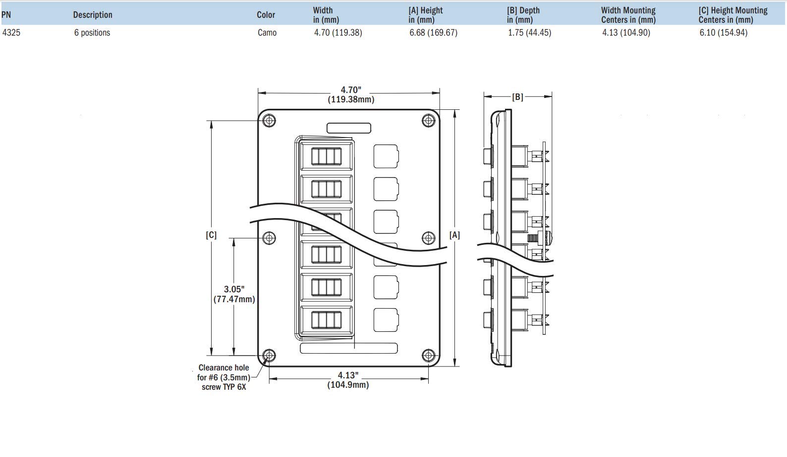 Foto 5 pulgar | Panel De Interruptores De Disyuntores Blue Sea Systems 4325 6 Pos - Venta Internacional.